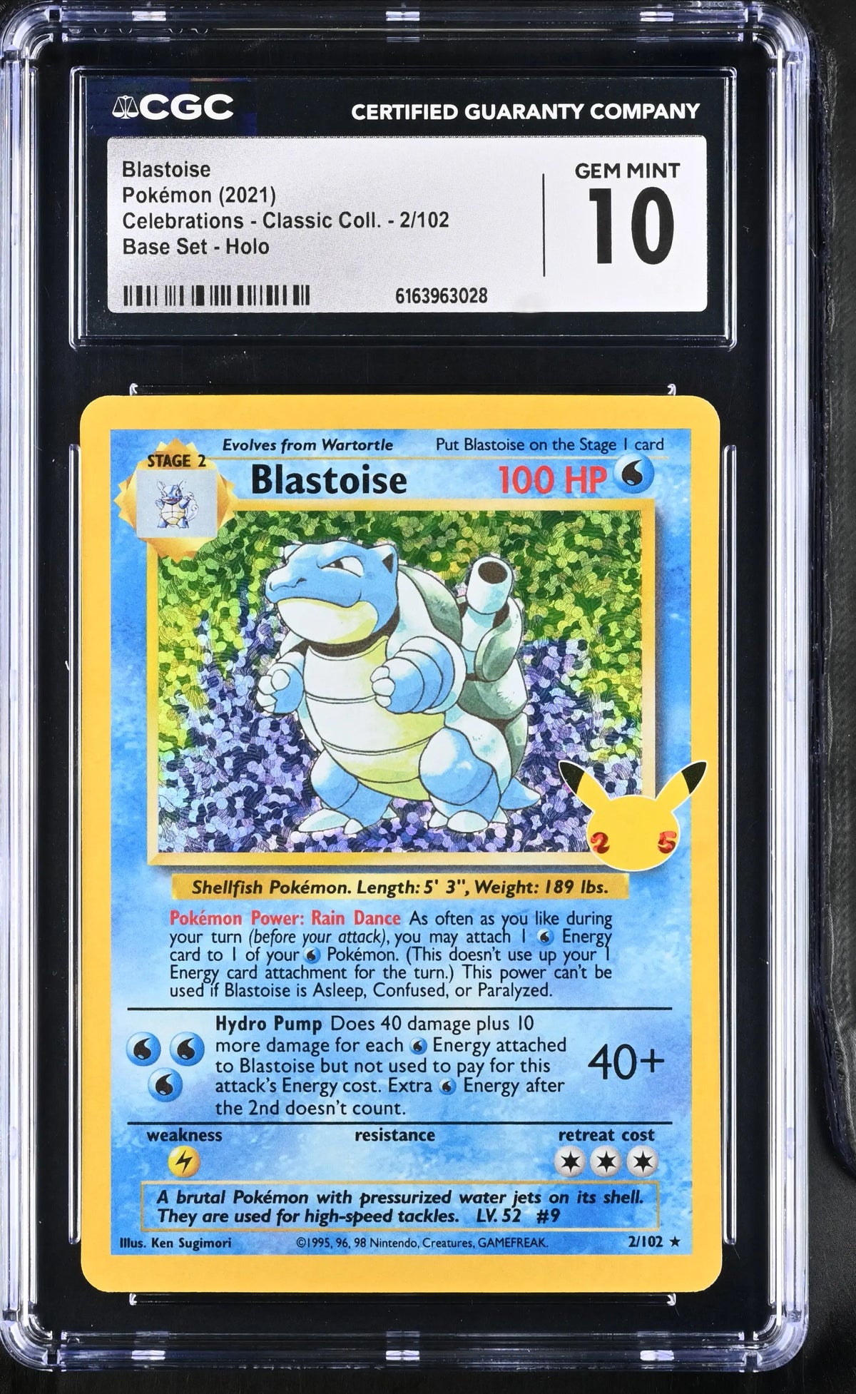 2021 Pokemon Celebrations Classic Collection Blastoise 2/102 CGC 10 