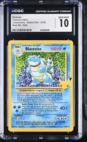 2021 Pokemon Celebrations Classic Collection Blastoise 2/102 CGC 10 