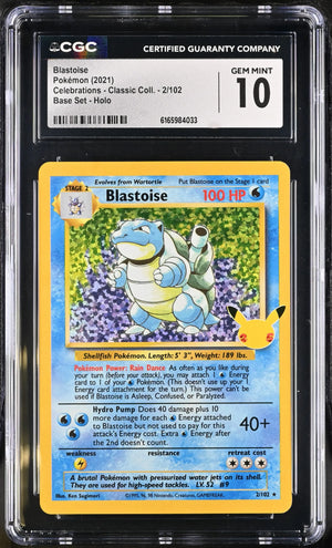 2021 Pokemon Celebrations Classic Collection Blastoise 2/102 CGC 10 