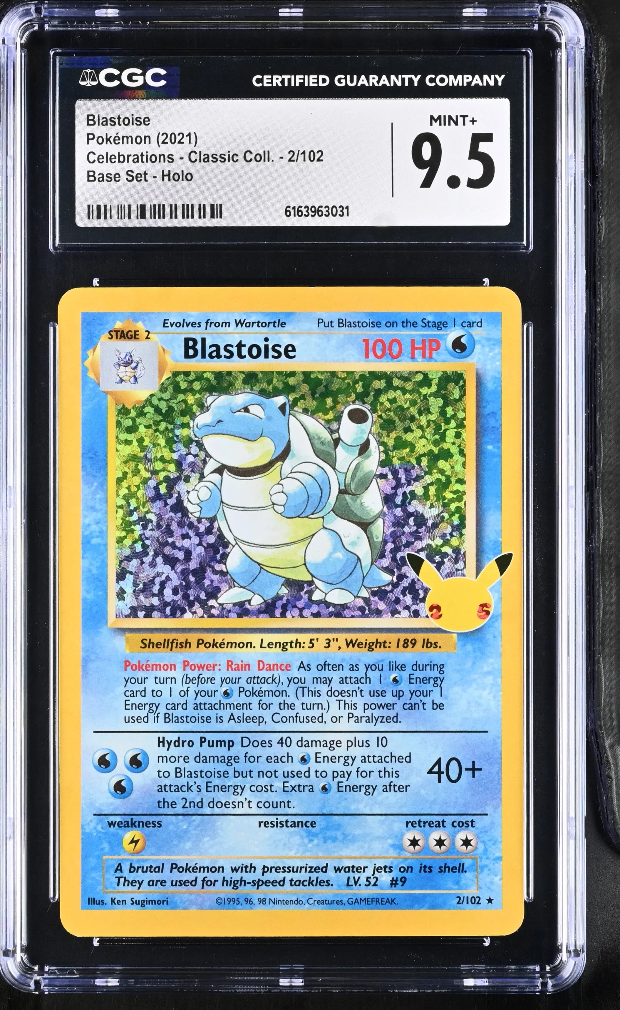 2021 Pokemon Celebrations Classic Collection Blastoise 2/102 CGC 9.5 