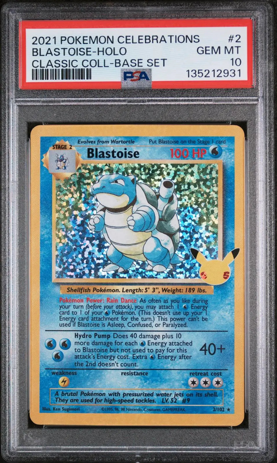2021 Pokemon Celebrations Classic Collection Blastoise Base Set Holofoil PSA 10 