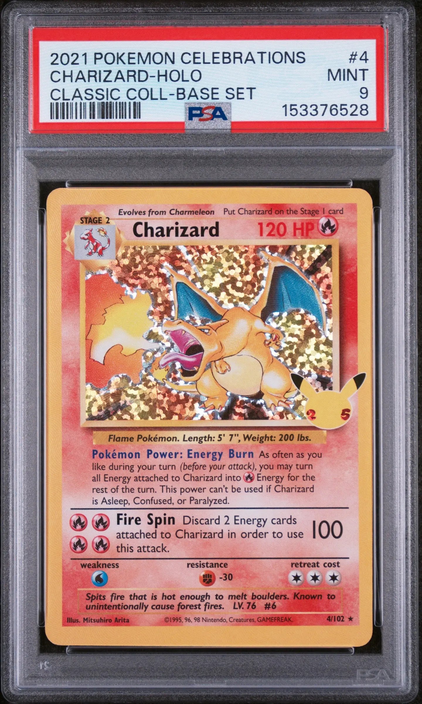 2021 Pokemon Celebrations Classic Collection Charizard Holo 4/102 PSA 9 