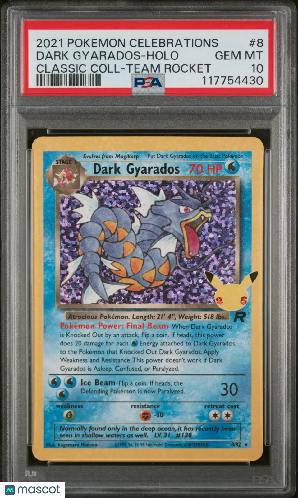 2021 Pokemon Celebrations Classic Collection Dark Gyarados 8/82 PSA 10 