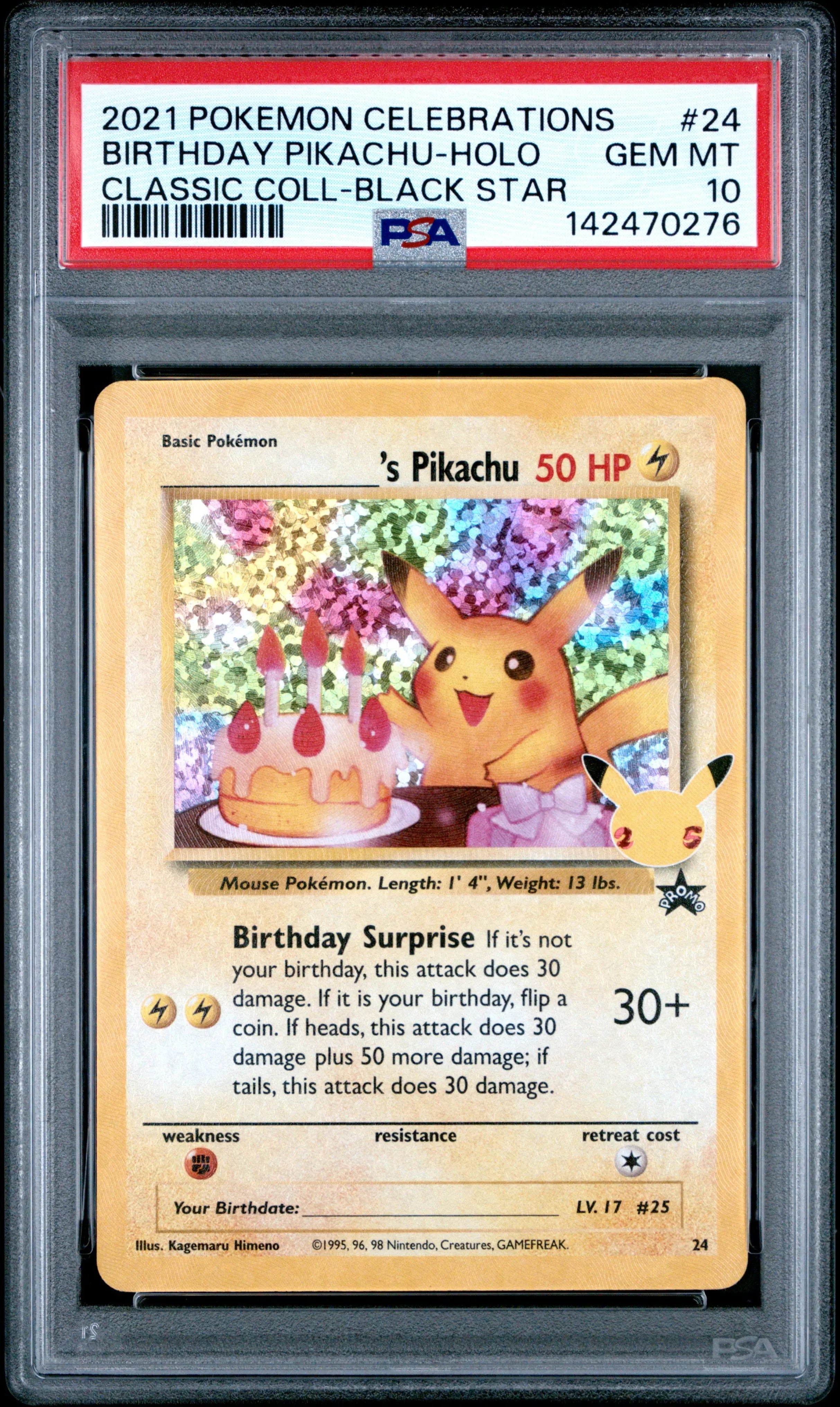 2021 Pokemon Celebrations Classic Collection Promo Birthday Pikachu PSA 10 24 