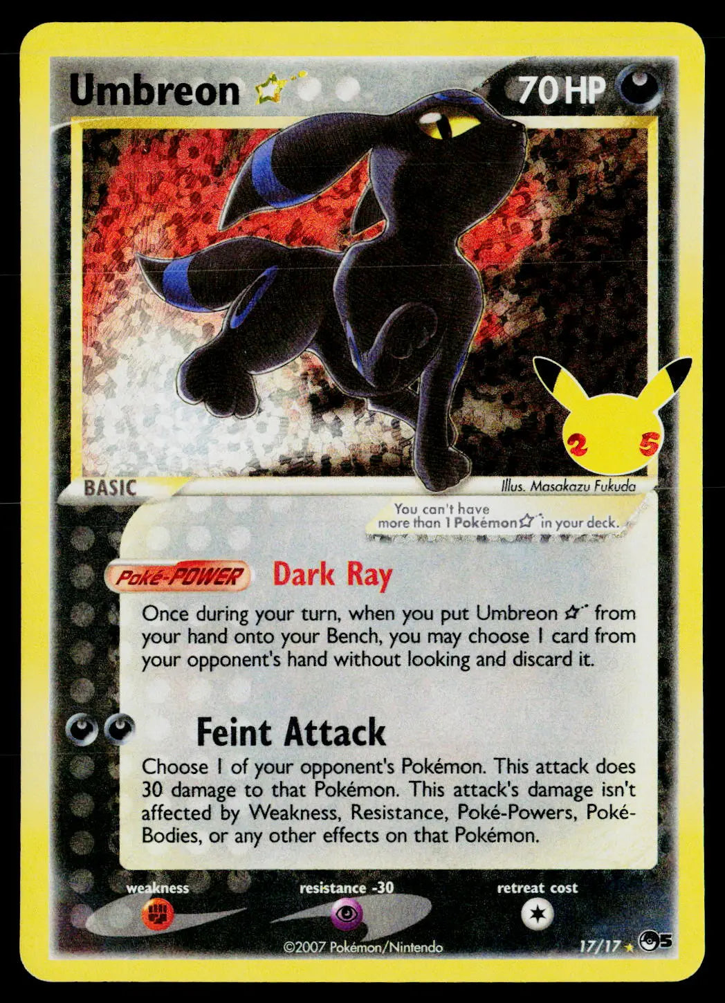 2021 Pokemon Celebrations Classic Collection #17/17 Umbreon Gold Star #A 