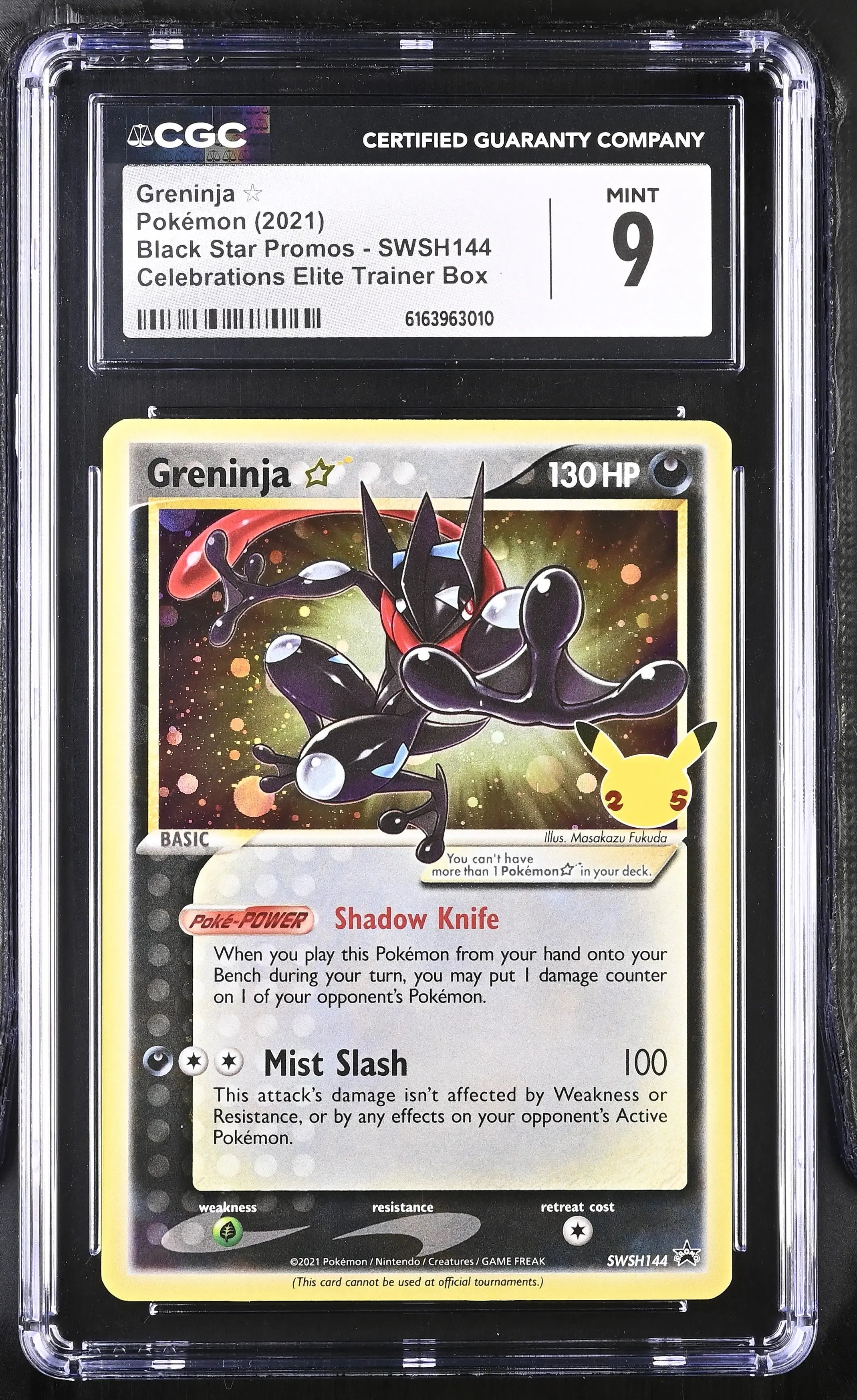 2021 Pokemon Celebrations ETB Black Star Promo Greninja Gold Star SWSH144 CGC 9 