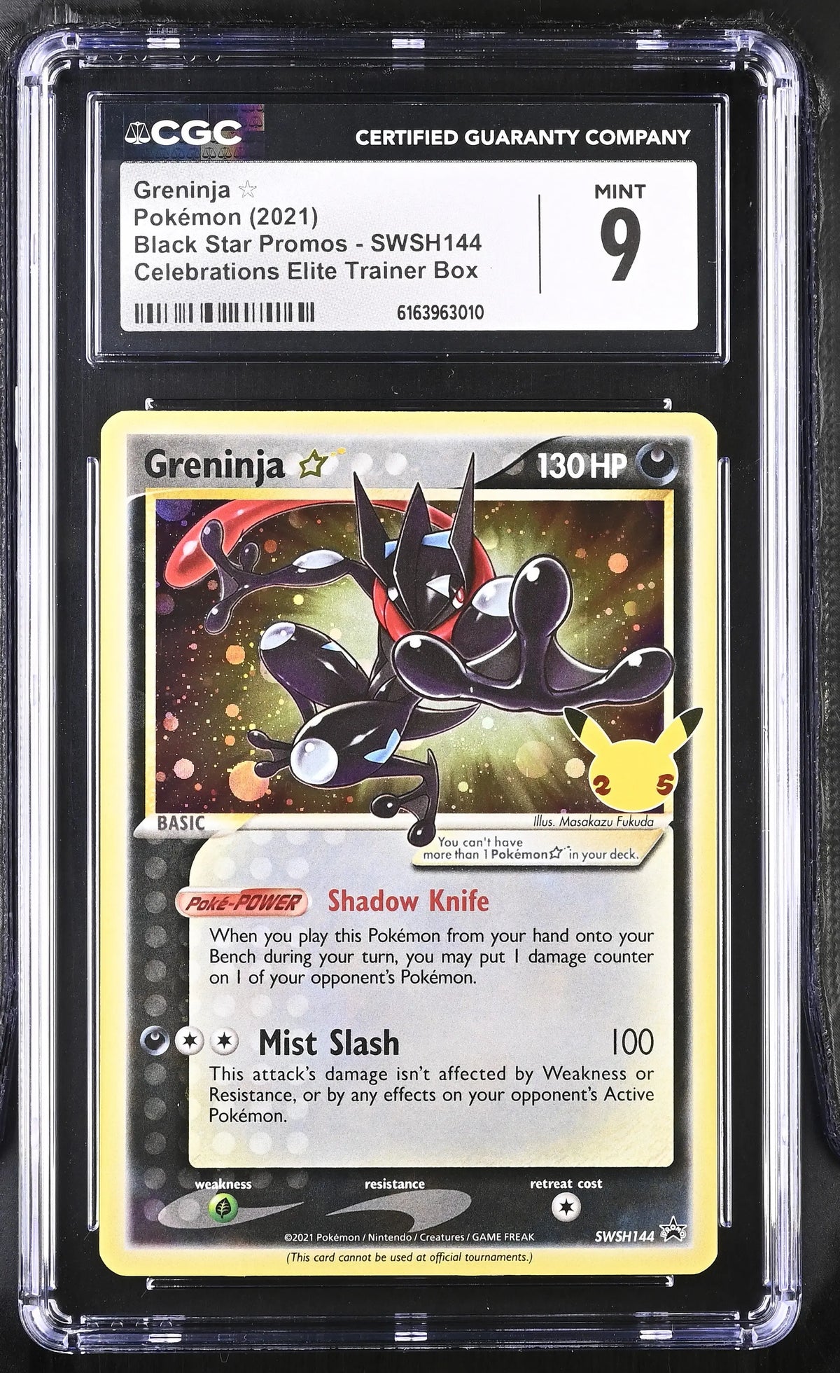 2021 Pokemon Celebrations ETB Black Star Promo Greninja Gold Star SWSH144 CGC 9 
