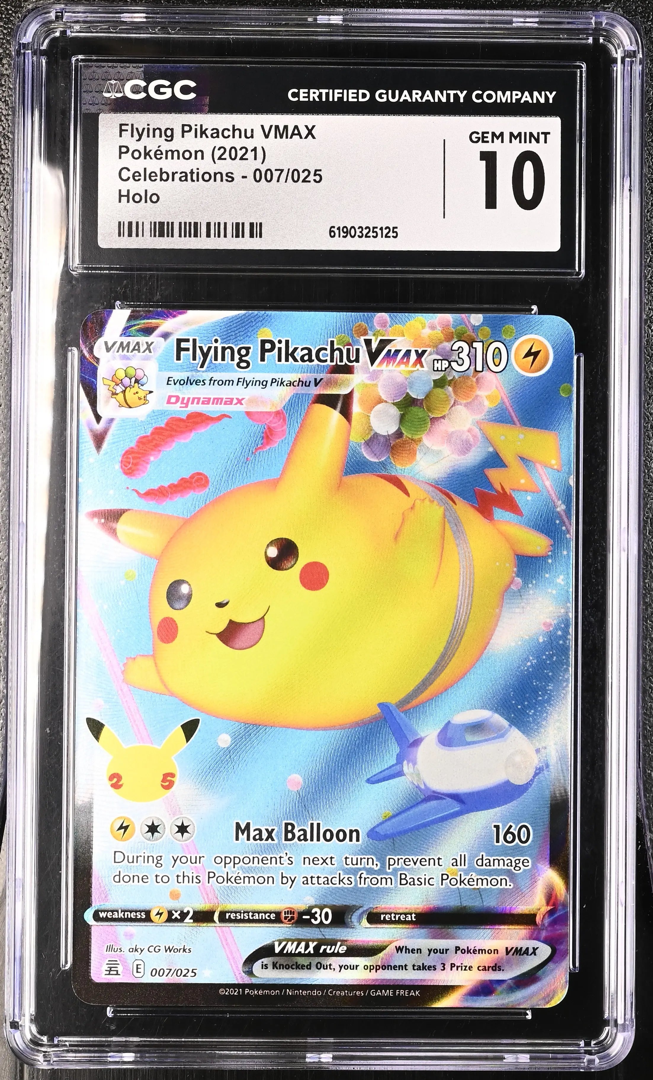 2021 Pokemon Celebrations Flying Pikachu VMAX 007/025 CGC 10 
