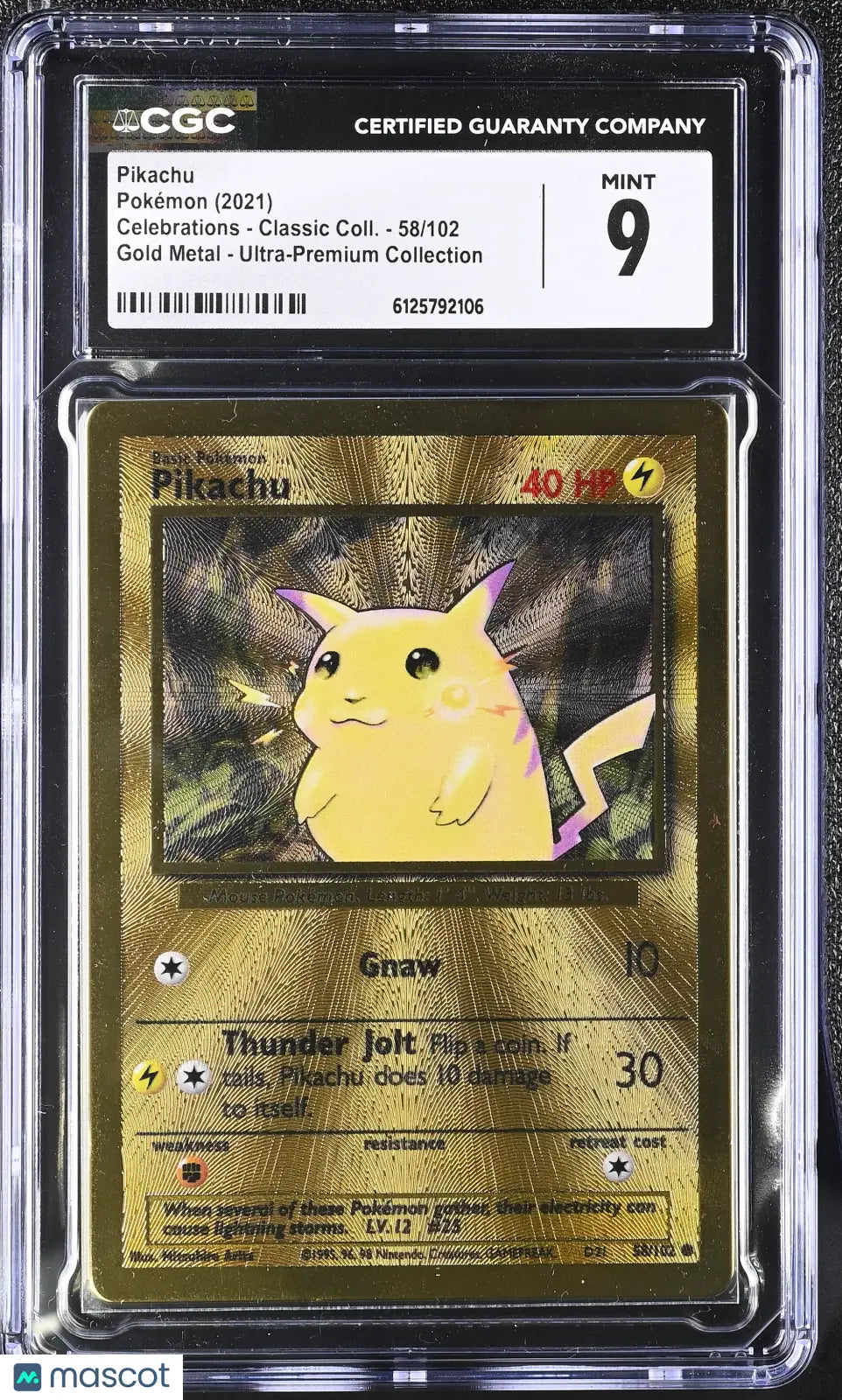 2021 Pokemon Celebrations Pikachu Gold Metal UPC CGC 9 58/102 