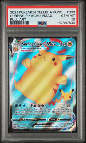 2021 Pokemon Celebrations Surfing Pikachu Vmax Full Art 009/025 PSA 10 