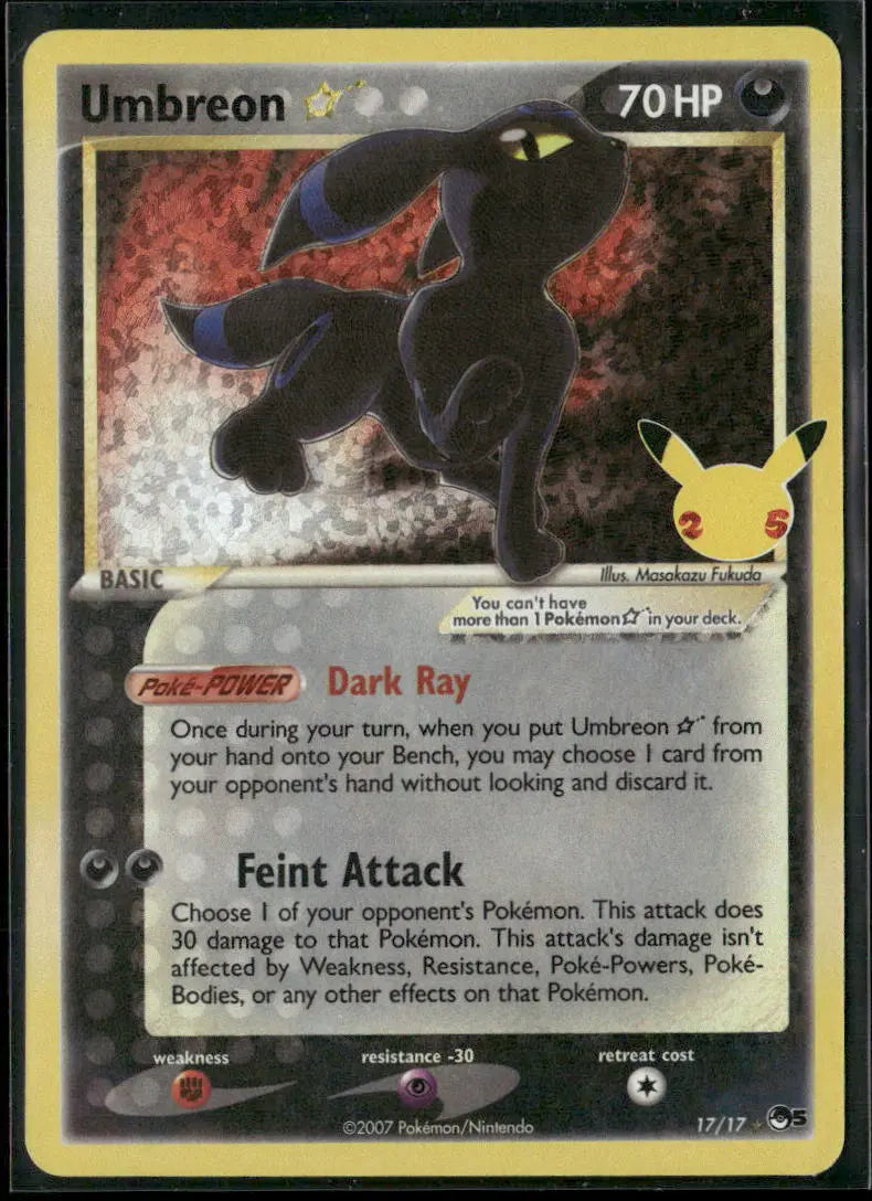 2021 Pokemon Celebrations: Classic Collection Umbreon Gold Star 17/17 