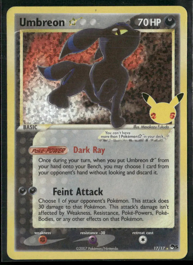 2021 Pokemon Celebrations: Classic Collection Umbreon Gold Star 17/17 