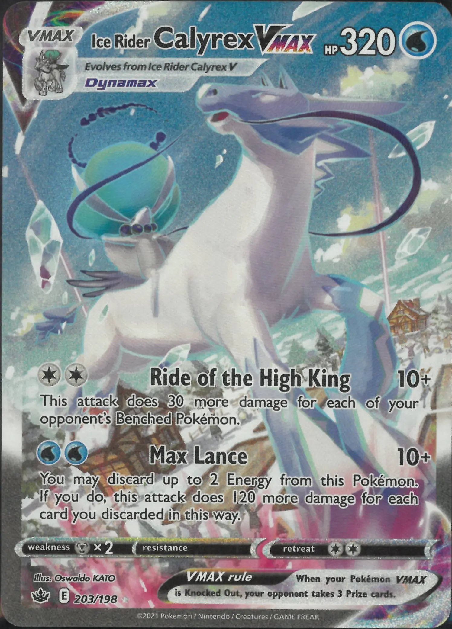 2021 Pokemon Chilling Reign Alternate Art Secret Rare Ice Rider Calyrex VMAX 203/198 