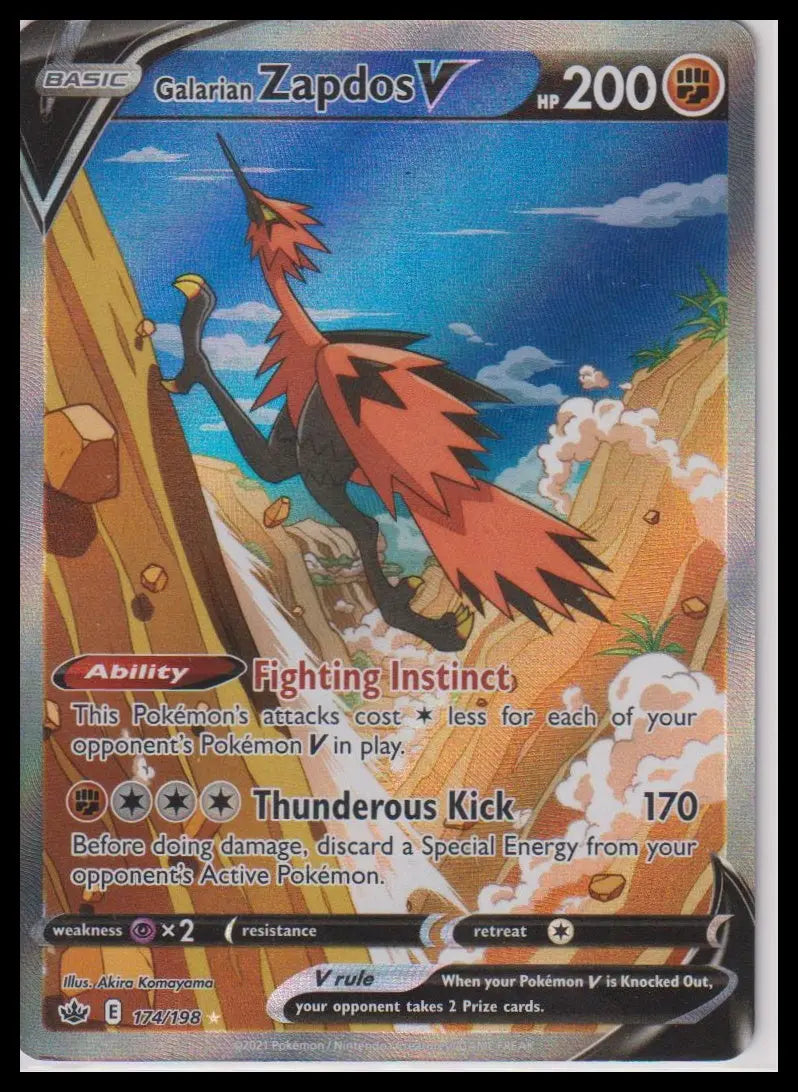 2021 Pokemon Chilling Reign Galarian Zapdos V Alt Art 174/198 