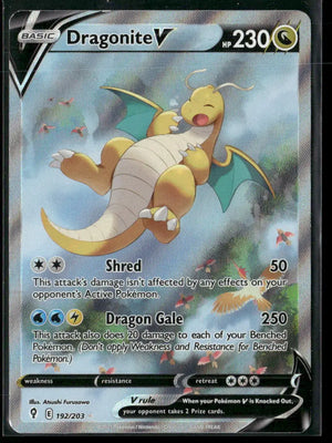 2021 Pokemon Evolving Skies Alternate Full Art Dragonite V 192/203 