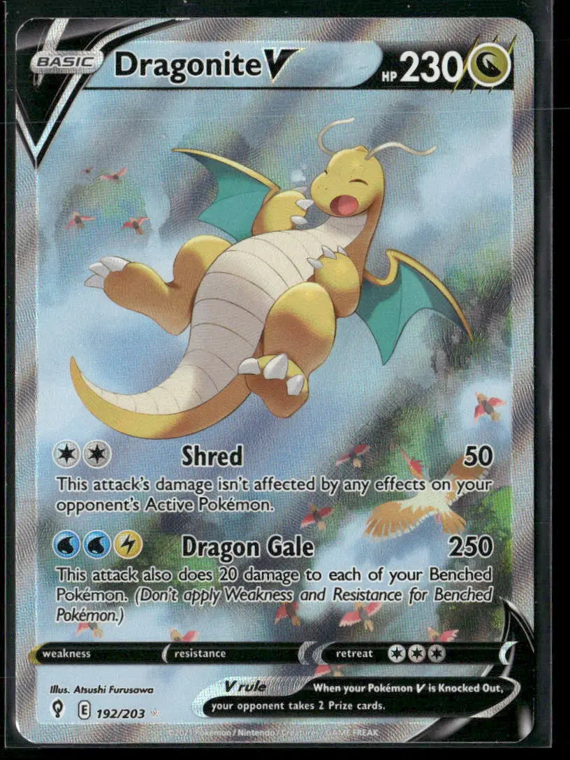 2021 Pokemon Evolving Skies Alternate Full Art Dragonite V 192/203 