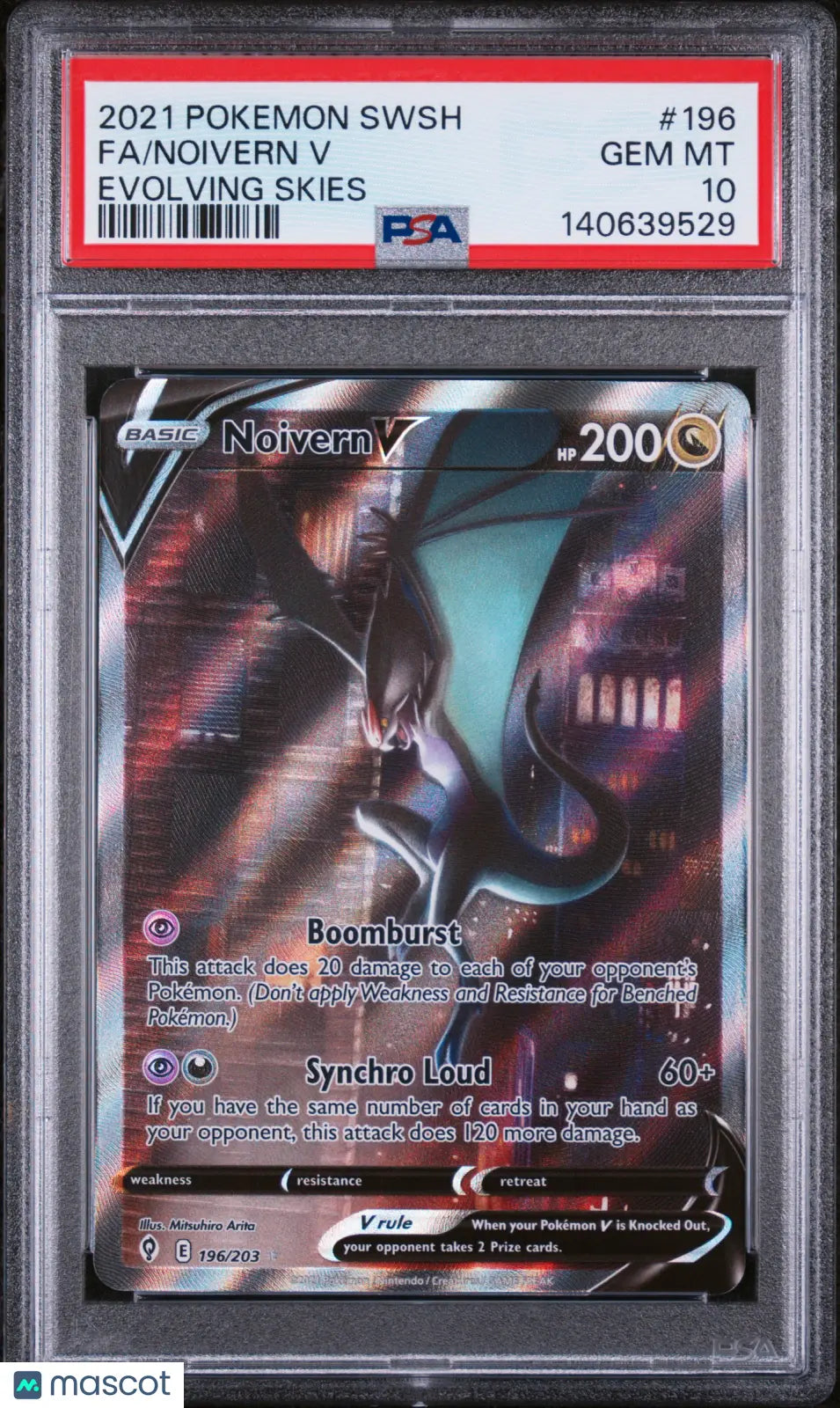 2021 Pokemon Evolving Skies Alternate Full Art Noivern V 196/203 PSA 10 