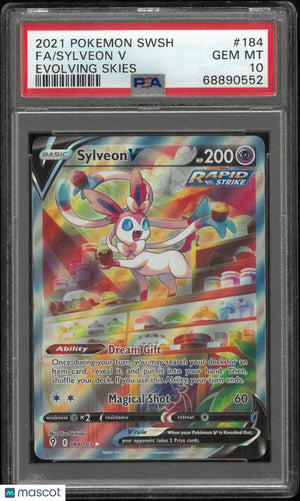 2021 Pokemon Evolving Skies Full Art Sylveon V 184/203 PSA 10 