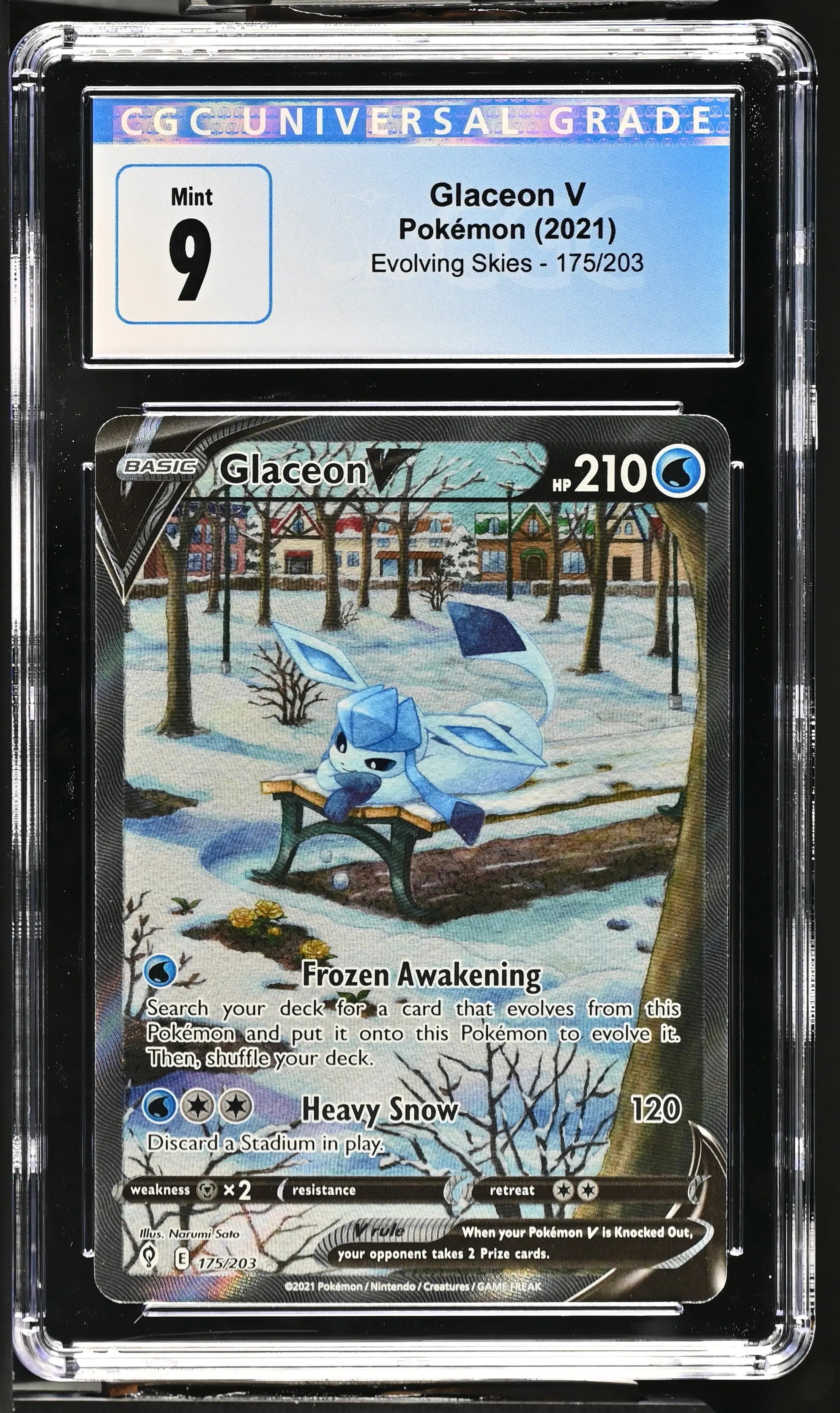 2021 Pokemon Evolving Skies Glaceon V Holo Ultra Rare Ultra Rare CGC 9 175/203 