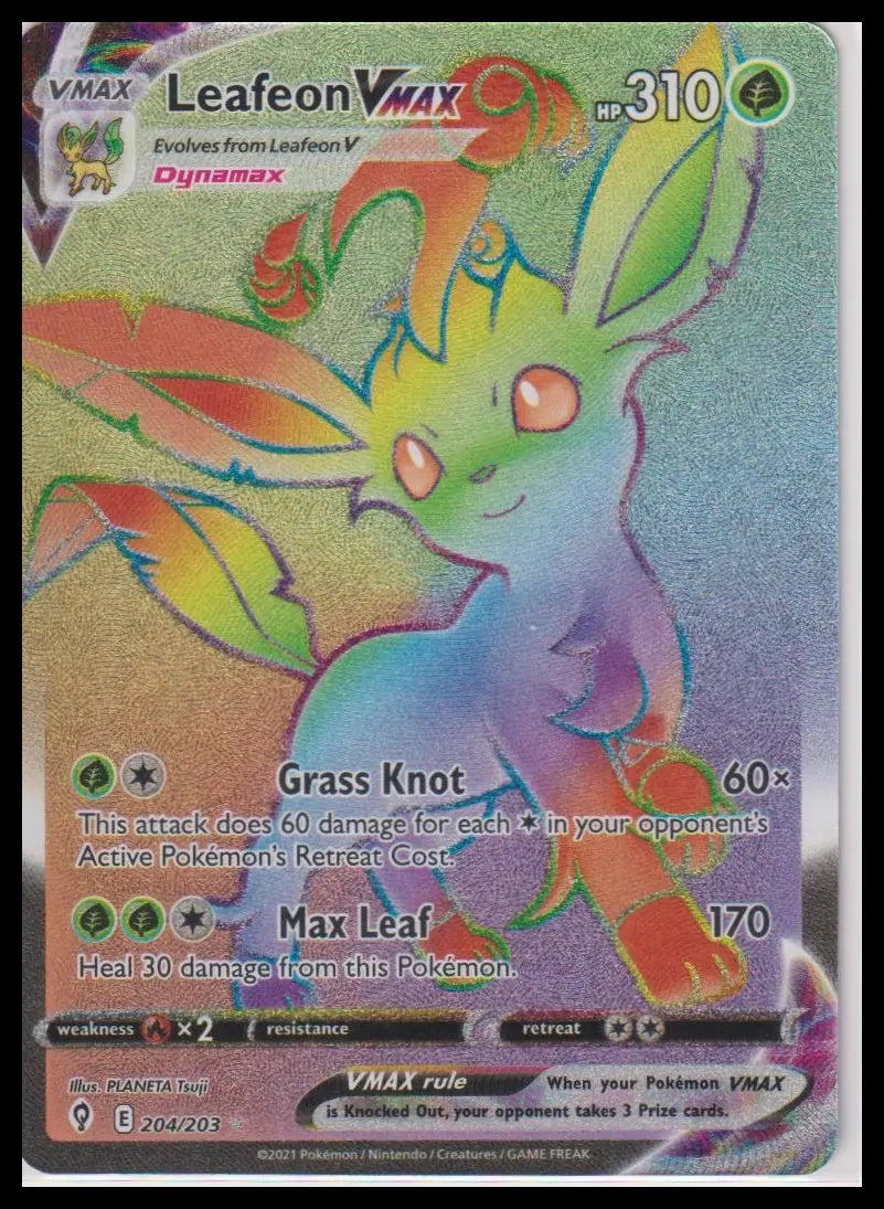 2021 Pokemon Evolving Skies Leafeon VMax 204/203 