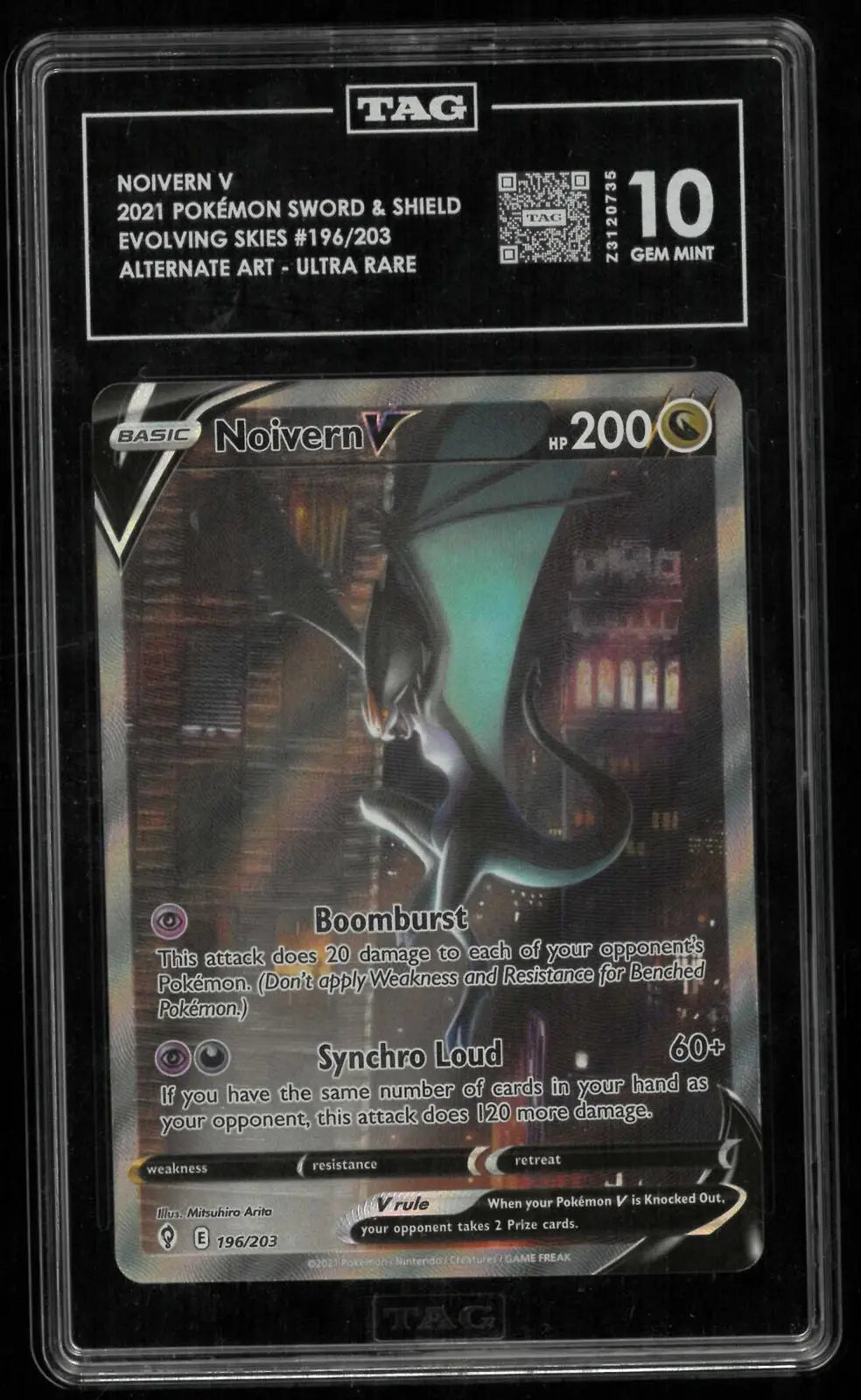 2021 Pokemon Evolving Skies Noivern V Alternate Art 196/203 TAG 10 