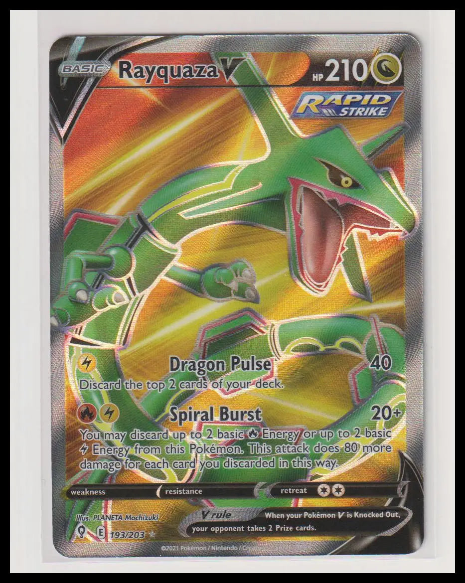 2021 Pokemon Evolving Skies Rayquaza V Full Art 193/203 