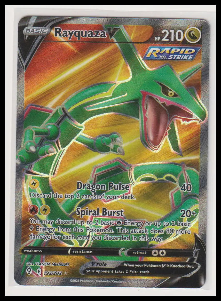 2021 Pokemon Evolving Skies Rayquaza V Full Art 193/203 