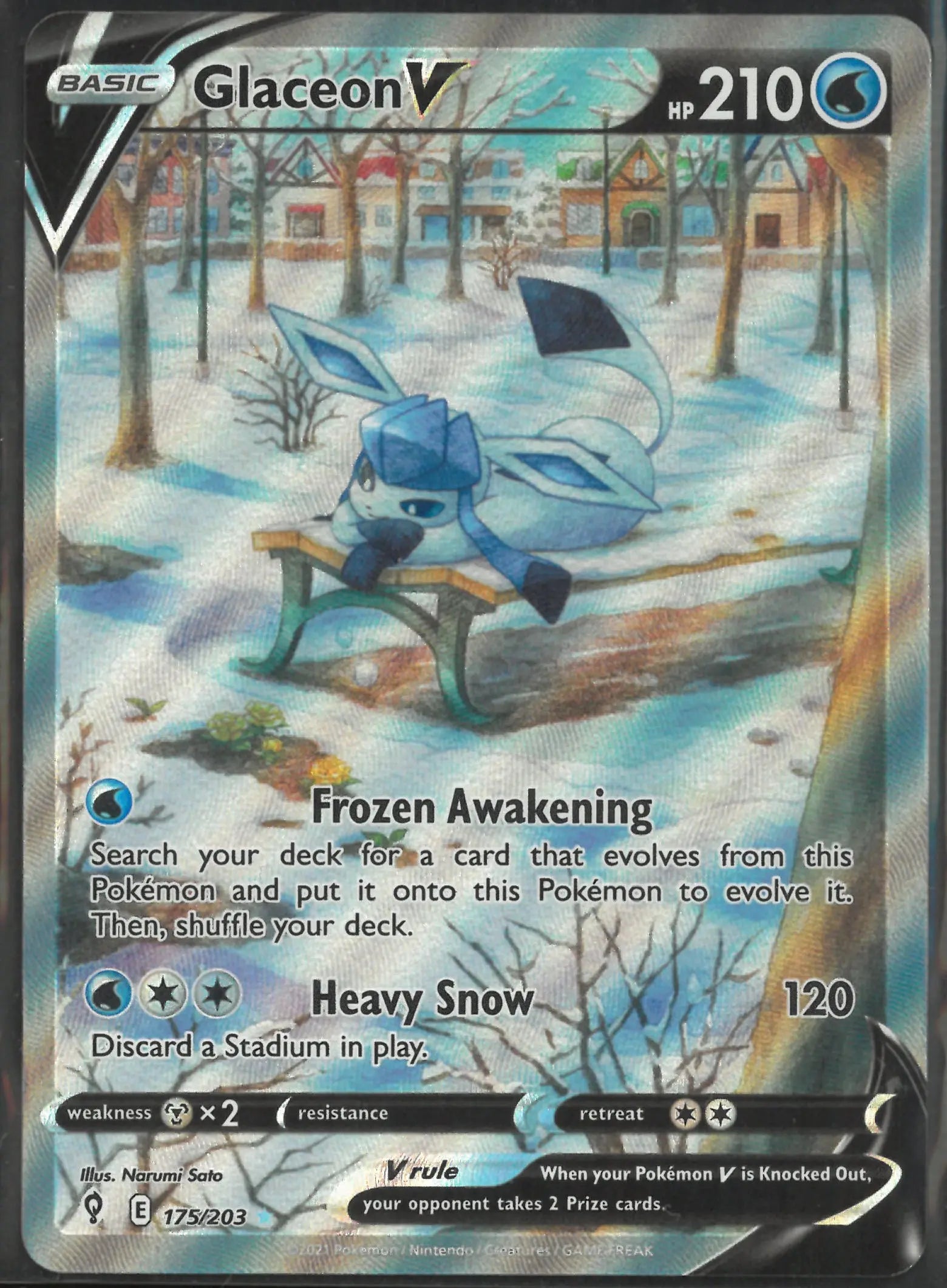 2021 Pokemon Evolving Skies Ultra Rare Alternate Art Full Glaceon V 175/203 