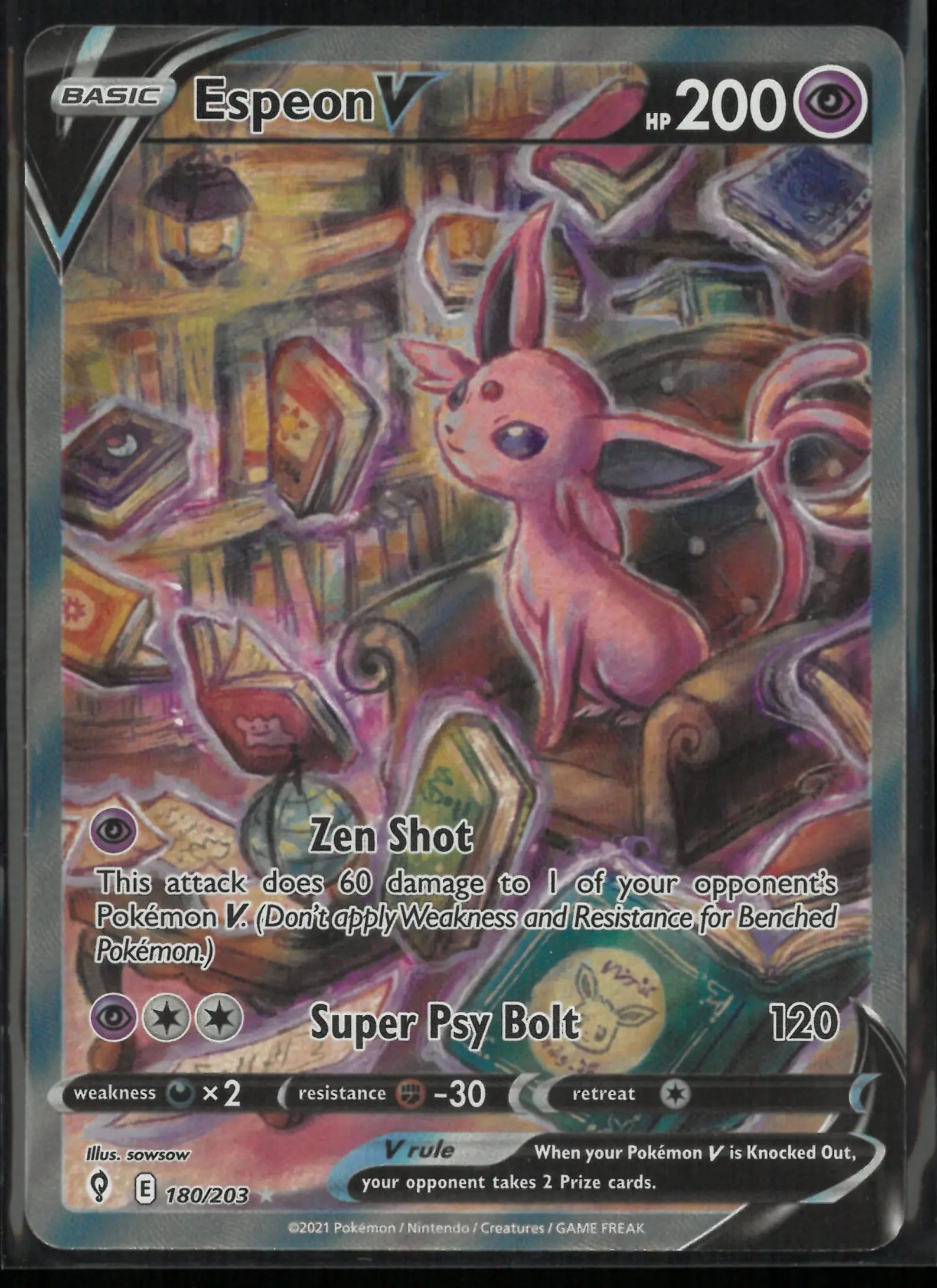 2021 Pokemon Evolving Skies Ultra Rare Alternate Full Art Espeon V 180/203 