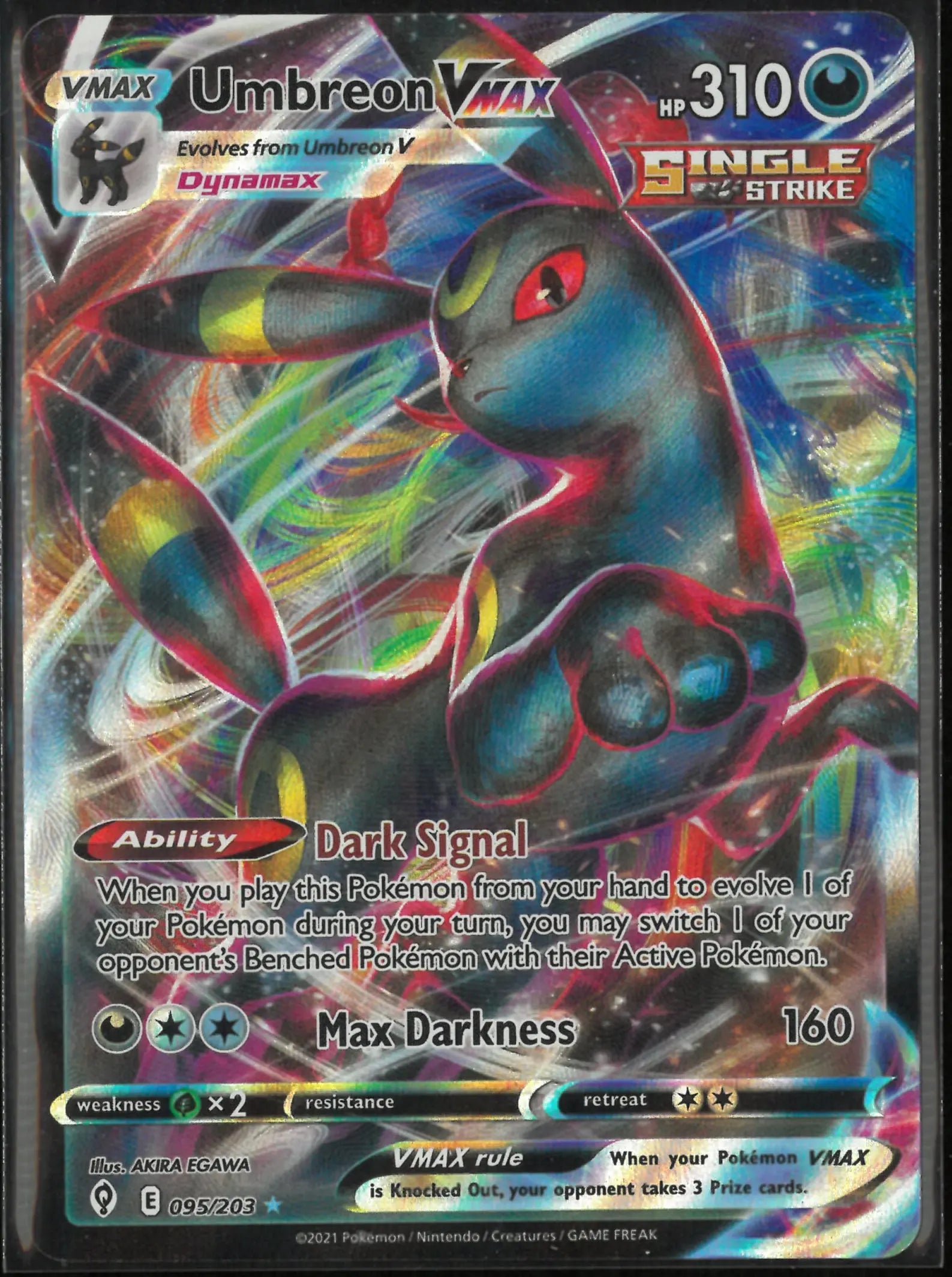 2021 Pokemon Evolving Skies Ultra Rare Umbreon VMAX 095/203 
