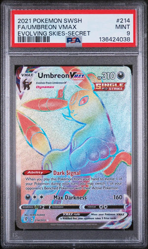 2021 Pokemon Evolving Skies Umbreon VMAX Rainbow Secret Rare 214/203 PSA 9 