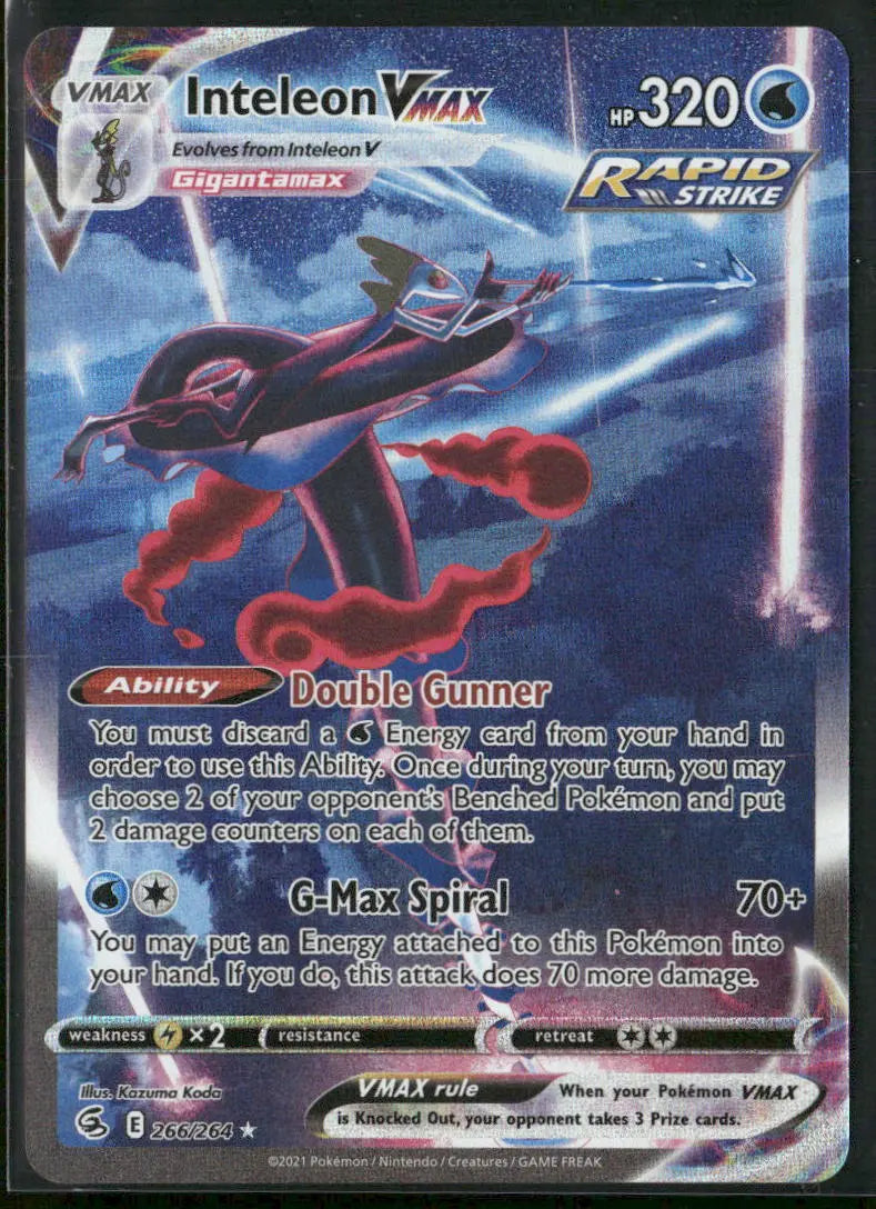 2021 Pokemon Fusion Strike Alternate Art Secret Inteleon VMAX 266/264 