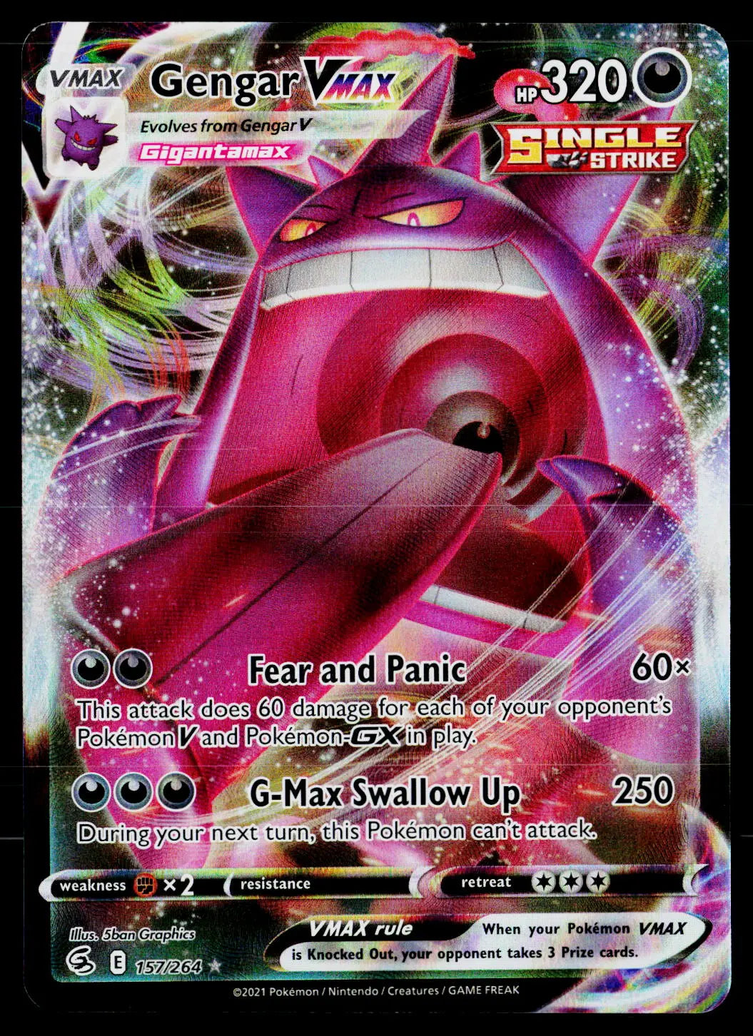 2021 Pokemon Fusion Strike Gengar VMAX Ultra Rare 157/264 #A 