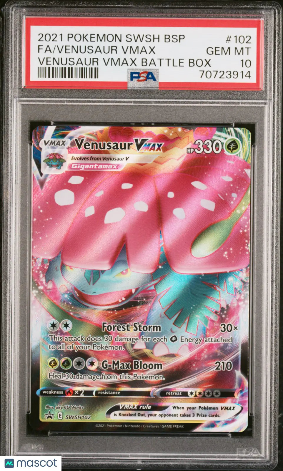 2021 Pokemon SWSH BSP Venusaur VMAX #102 Venusaur VMAX Battle Box PSA 10 