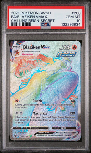 2021 Pokemon SWSH Chilling Reign Blaziken VMAX -Secret Fa PSA 10 200/198 