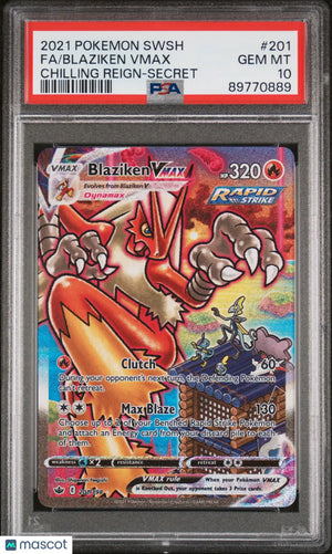 2021 Pokemon SWSH Chilling Reign Blaziken VMAX -Secret PSA 10 201/198 