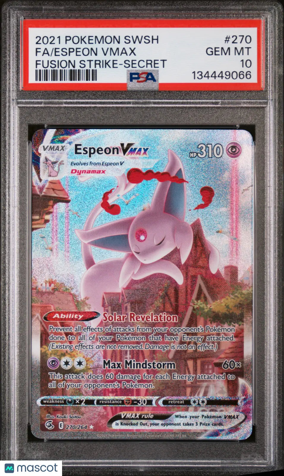2021 Pokemon SWSH Fusion Strike Espeon VMAX Fa -Secret PSA 10 270/264 