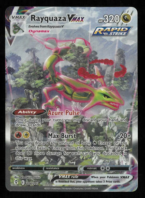 2021 Pokemon SWSH07: Evolving Skies Rayquaza VMAX Alt Art Secret Rare 218/203 