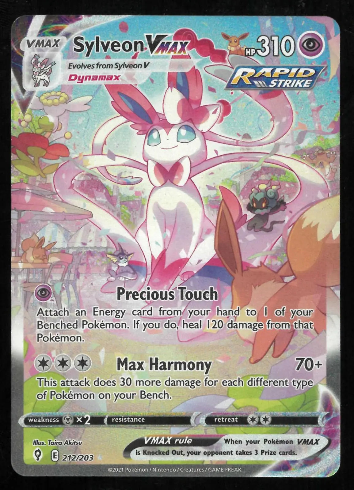 2021 Pokemon SWSH07: Evolving Skies Sylveon VMAX Alt Art Secret Rare 212/203 
