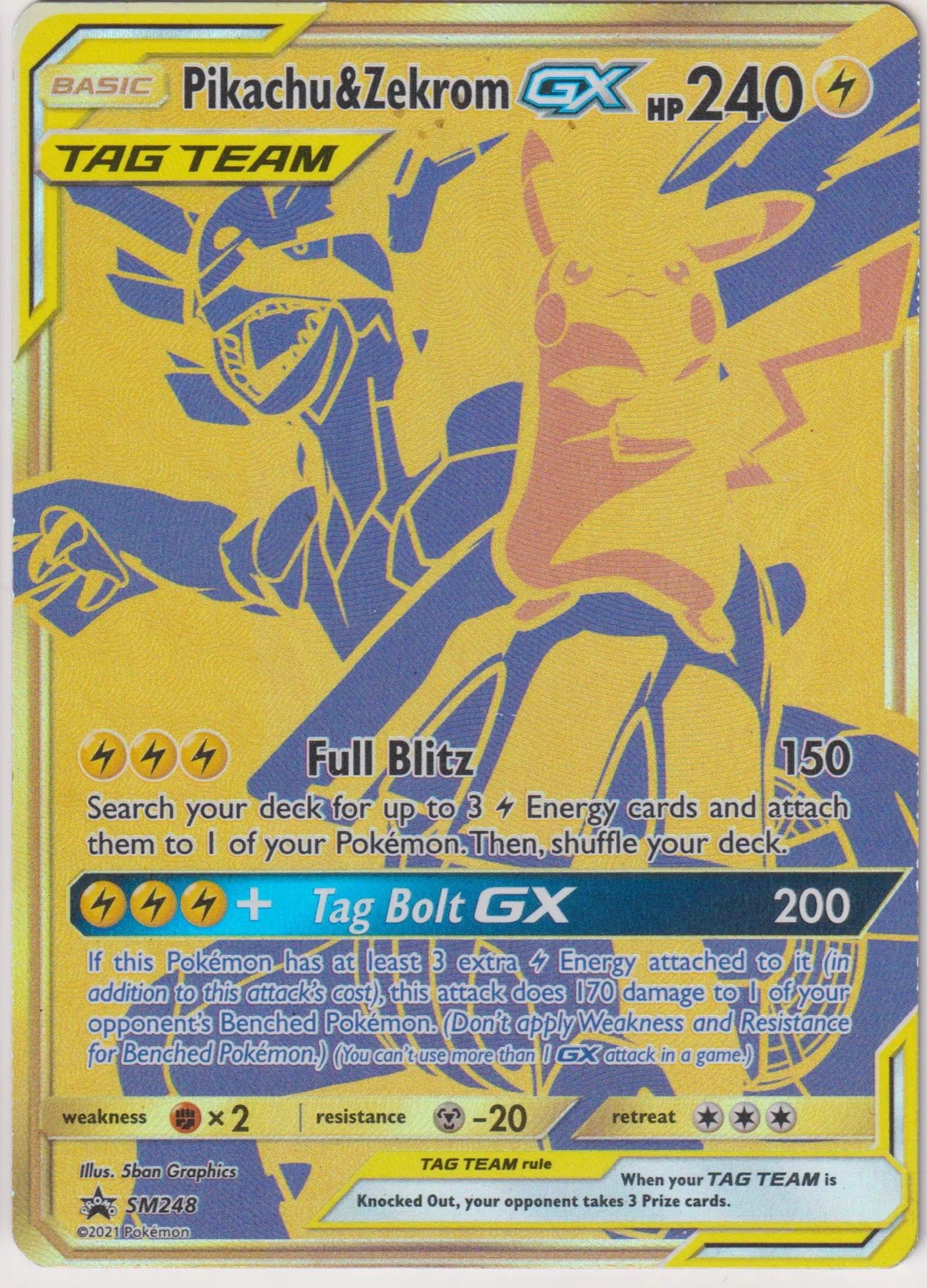 2021 Pokemon Sun & Moon Black Star Promo Pikachu & Zekrom GX SM248 