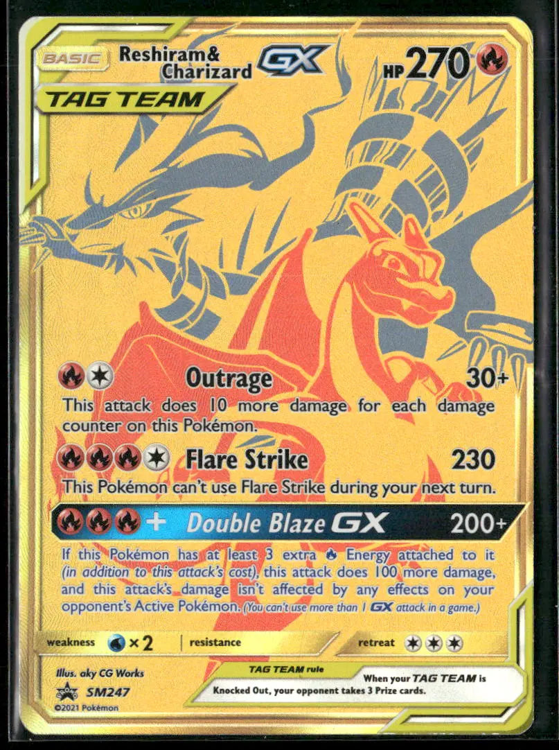2021 Pokemon Sun & Moon Promo Reshiram & Charizard GX SM247 