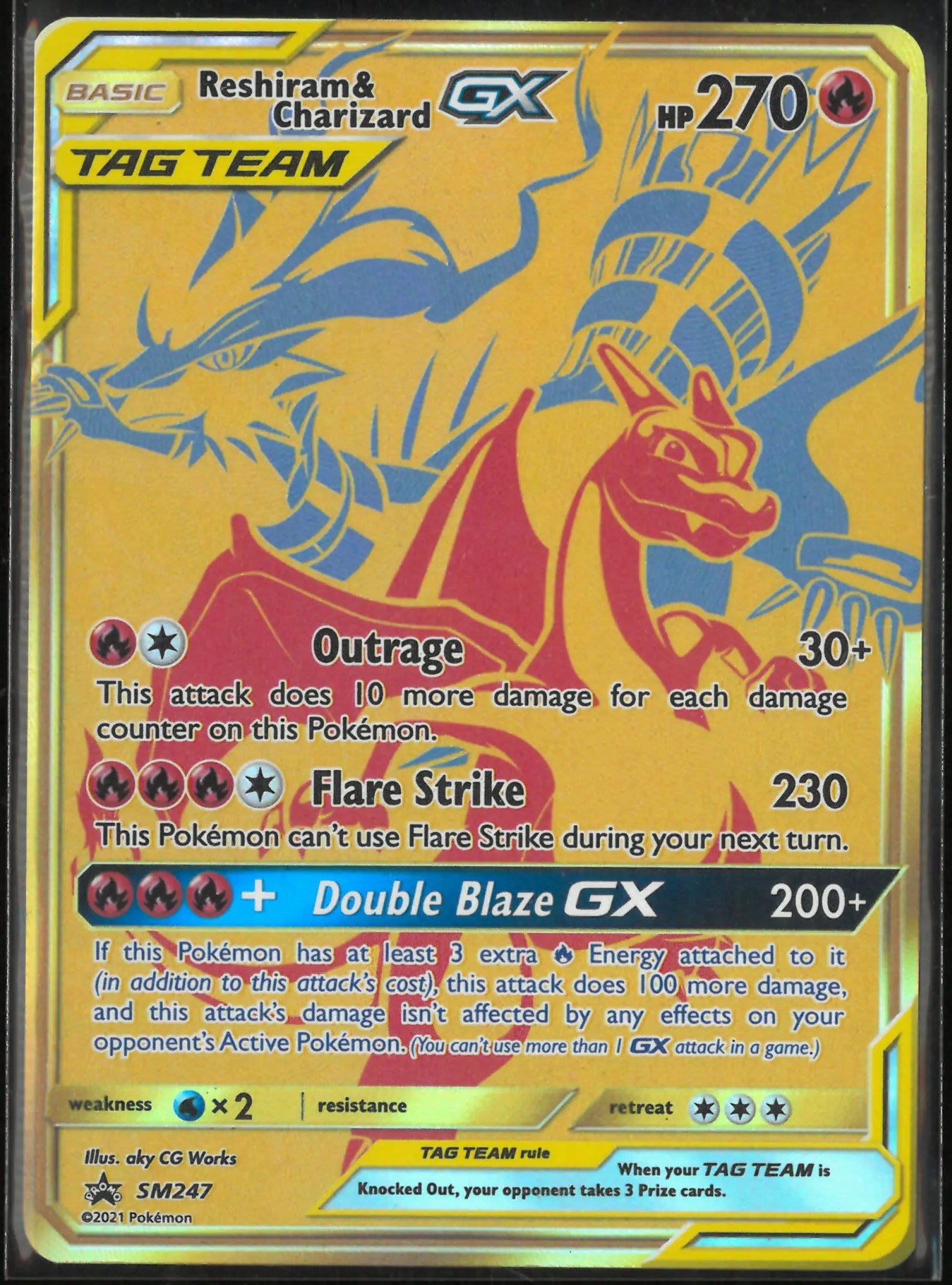 2021 Pokemon Sun & Moon Promo Reshiram & Charizard GX SM247 