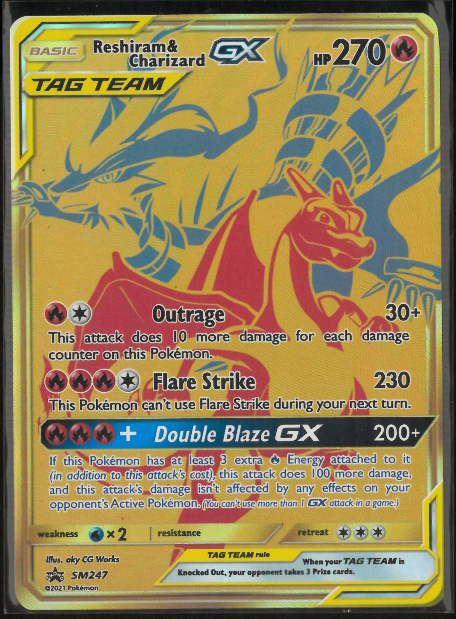 2021 Pokemon Sun & Moon Promo Reshiram & Charizard GX SM247 