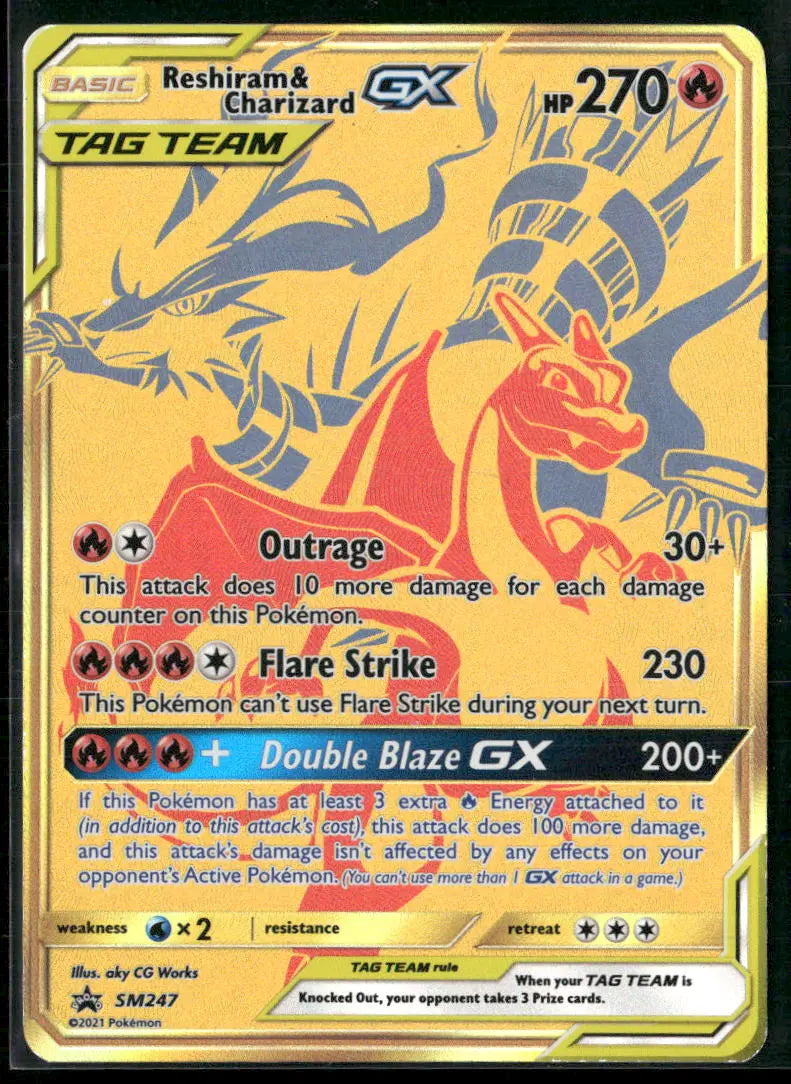 2021 Pokemon Sun & Moon Promo Reshiram & Charizard GX SM247 
