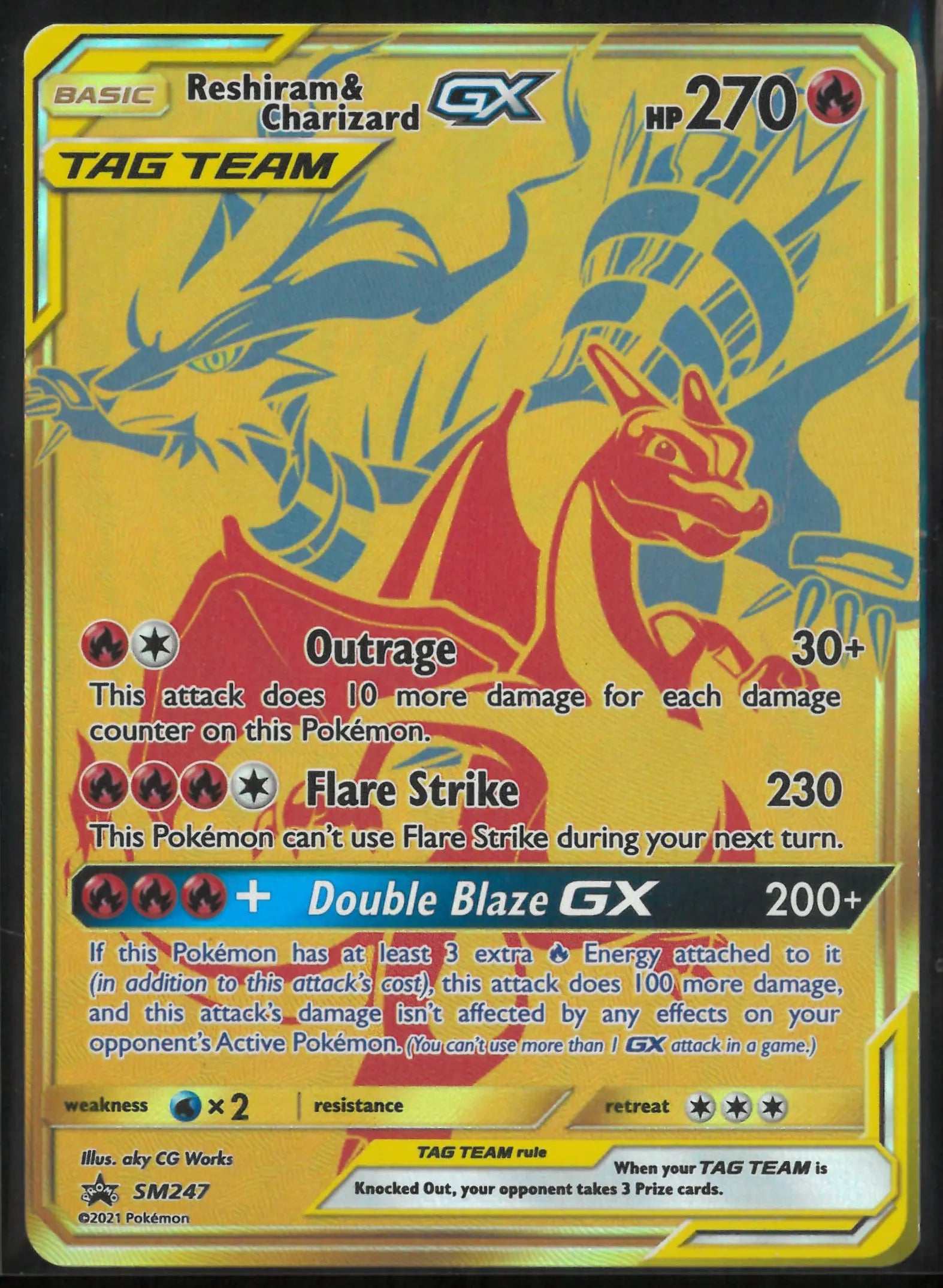 2021 Pokemon Sun &amp; Moon Promo Reshiram &amp; Charizard GX SM247 
