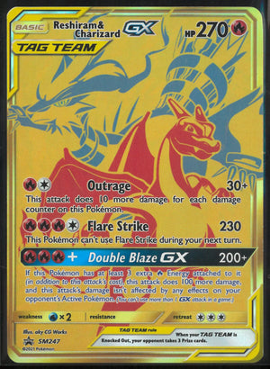 2021 Pokemon Sun &amp; Moon Promo Reshiram &amp; Charizard GX SM247 