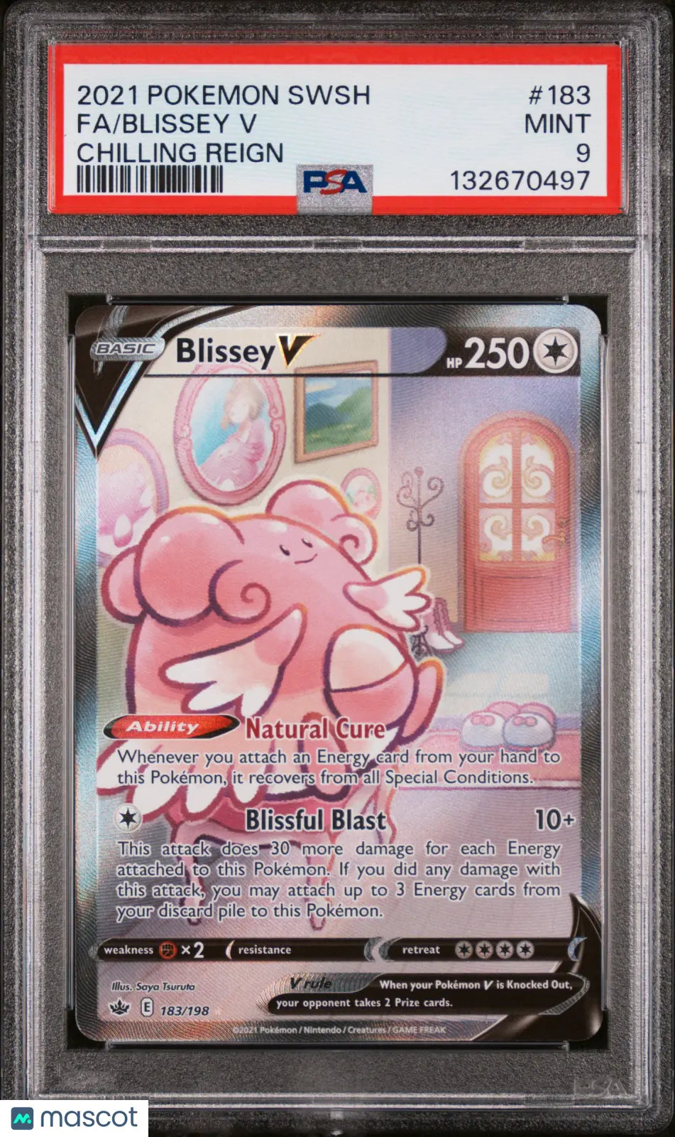 2021 Pokemon Sword & Shield Chilling Reign Blissey V Fa PSA 9 183/198 