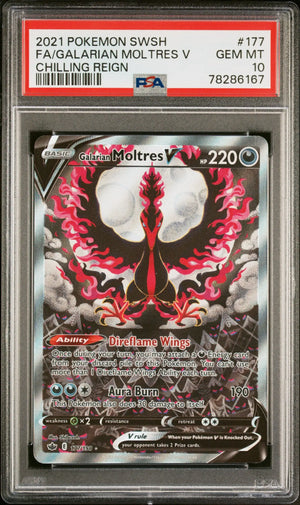 2021 Pokemon Sword & Shield Chilling Reign #177 Fa Galarian Moltres V PSA 10 