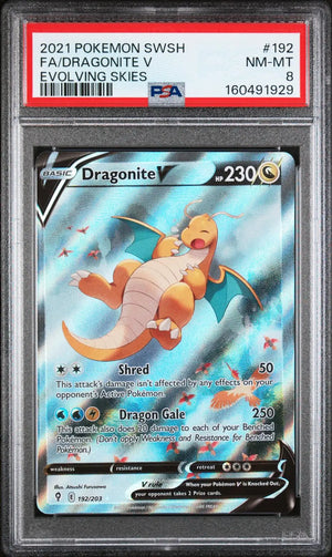 2021 Pokemon Sword & Shield Evolving Skies Dragonite V 192/203 PSA 8 
