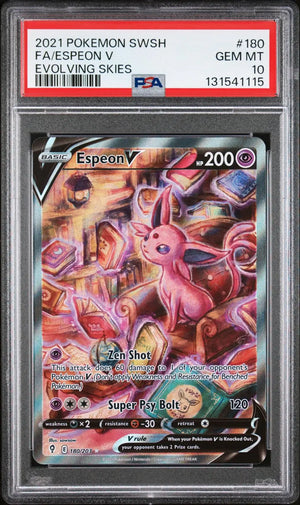 2021 Pokemon Sword & Shield Evolving Skies Espeon V Ultra Rare 180/203 PSA 10 